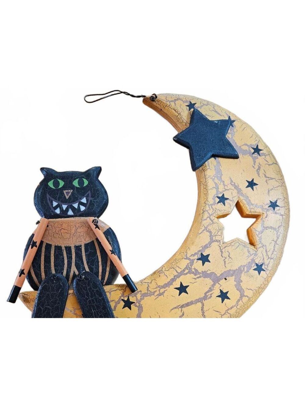 Vintage-style primitive Halloween wooden door hanger